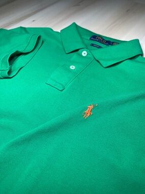 Polo Ralph Lauren Men’s Slim Fit Forest Green Polo Sz Large Shirt Cotton Preppy